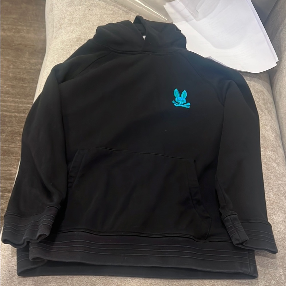 Psycho Bunny Black Hoodie with Teal Accent